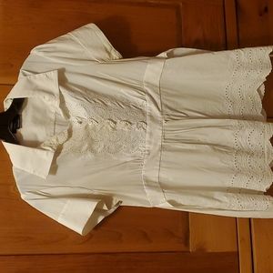 BCBG white eyelet blouse